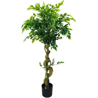 Product photograph of Twisted Trunk Ficus Tree Artificial Plant Green - 137cm from QD stores