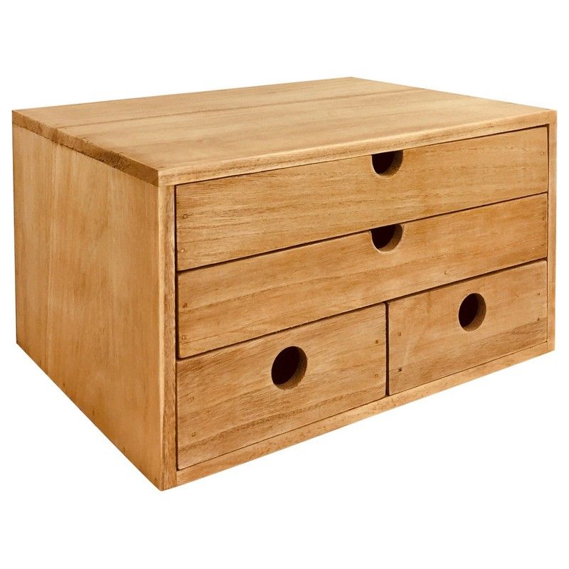 Wood Organiser 4 Drawers 33.3cm - Natural
