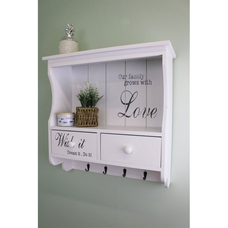 Country Cottage Shelving Unit Wood White 2 Shelves 2 Drawers