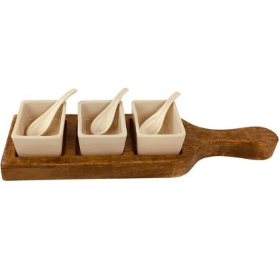 Product photograph of 3x Bowl Ceramic Wood from QD stores