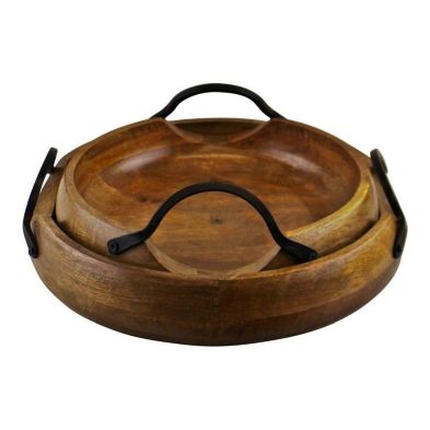 Product photograph of 2x Bowl Metal Wood from QD stores