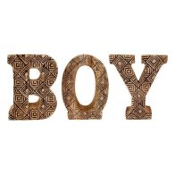 See more information about the Boy Letters Wood with Geometric Pattern - 45.5cm
