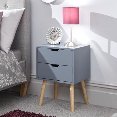 Product photograph of Nyborg Bedside Table Dark Grey 2 Drawers from QD stores
