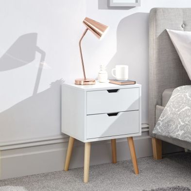 Product photograph of Nyborg Bedside Table White 2 Drawers from QD stores