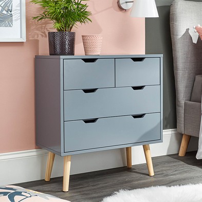 Product photograph of Nyborg Tall Chest Of Drawers Dark Grey 4 Drawers from QD stores
