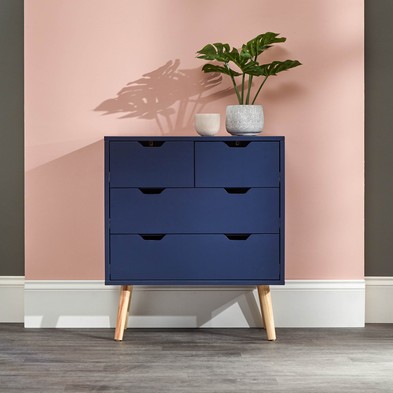 Product photograph of Nyborg Tall Chest Of Drawers Blue 4 Drawers from QD stores