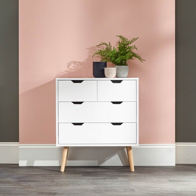 Product photograph of Nyborg Tall Chest Of Drawers White 4 Drawers from QD stores