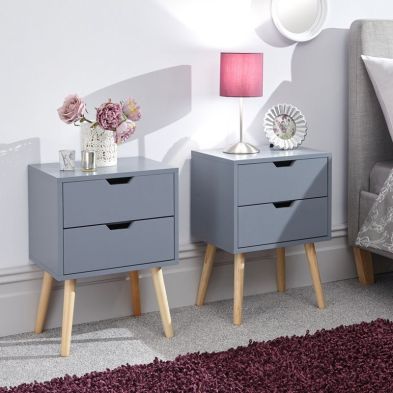 Product photograph of 2 Nyborg Bedside Tables Dark Grey 2 Drawers from QD stores