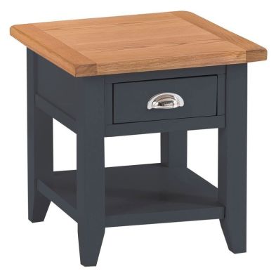 Product photograph of Aurora Midnight Side Table Oak 1 Shelf 1 Drawer from QD stores