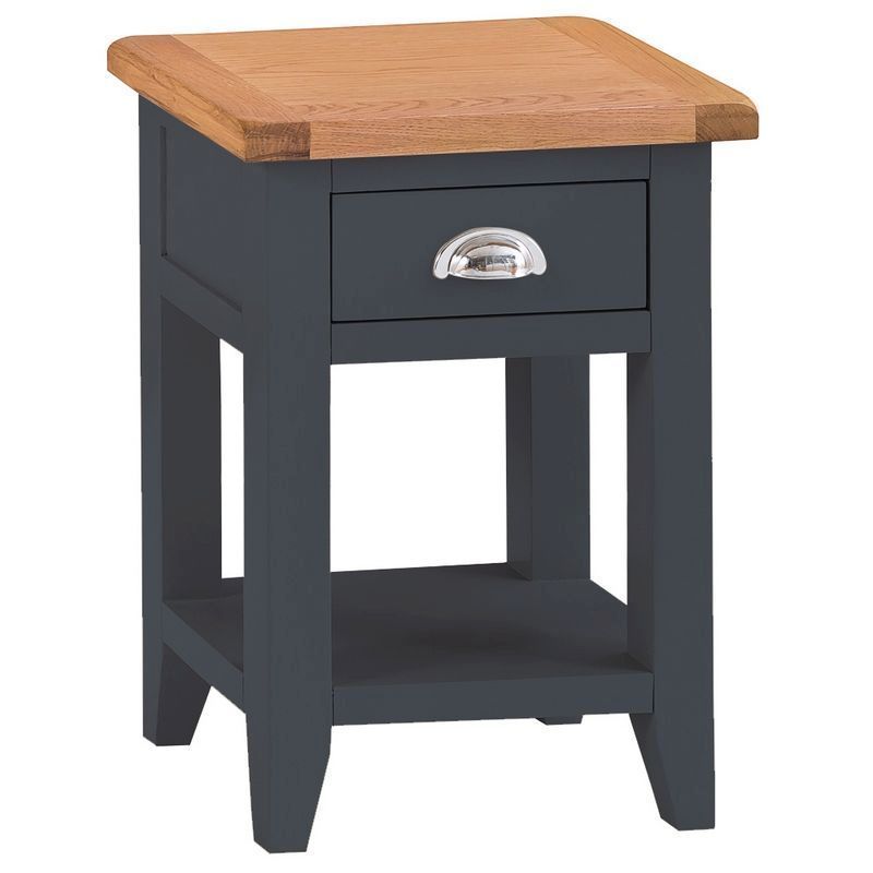 Aurora Midnight Side Table Oak 1 Shelf 1 Drawer