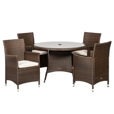 Product photograph of Nevada Rattan Garden Patio Dining Set By Royalcraft - 4 Seats Ivory Cushions from QD stores