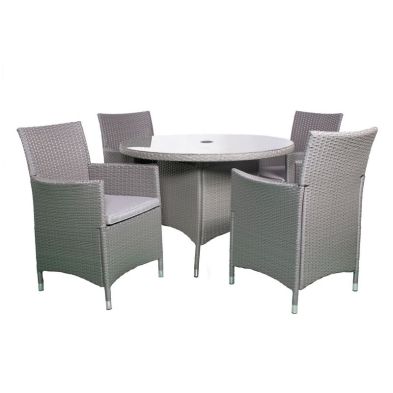 Product photograph of Nevada Rattan Garden Patio Dining Set By Royalcraft - 4 Seats Grey Cushions from QD stores