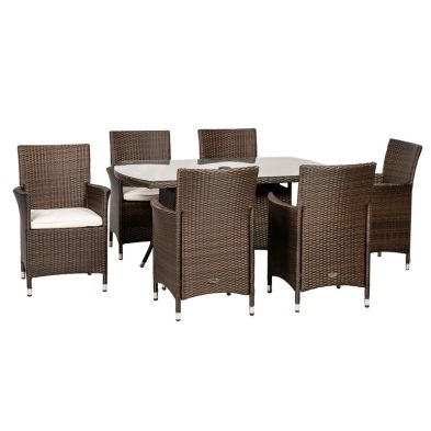 Product photograph of Nevada Rattan Garden Patio Dining Set By Royalcraft - 6 Seats Ivory Cushions from QD stores