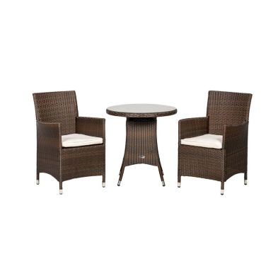 Product photograph of Nevada Rattan Garden Bistro Set By Royalcraft - 2 Seats Ivory Cushions from QD stores