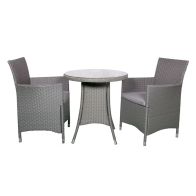 See more information about the Nevada Rattan Garden Bistro Set by Royalcraft - 2 Seats Grey Cushions