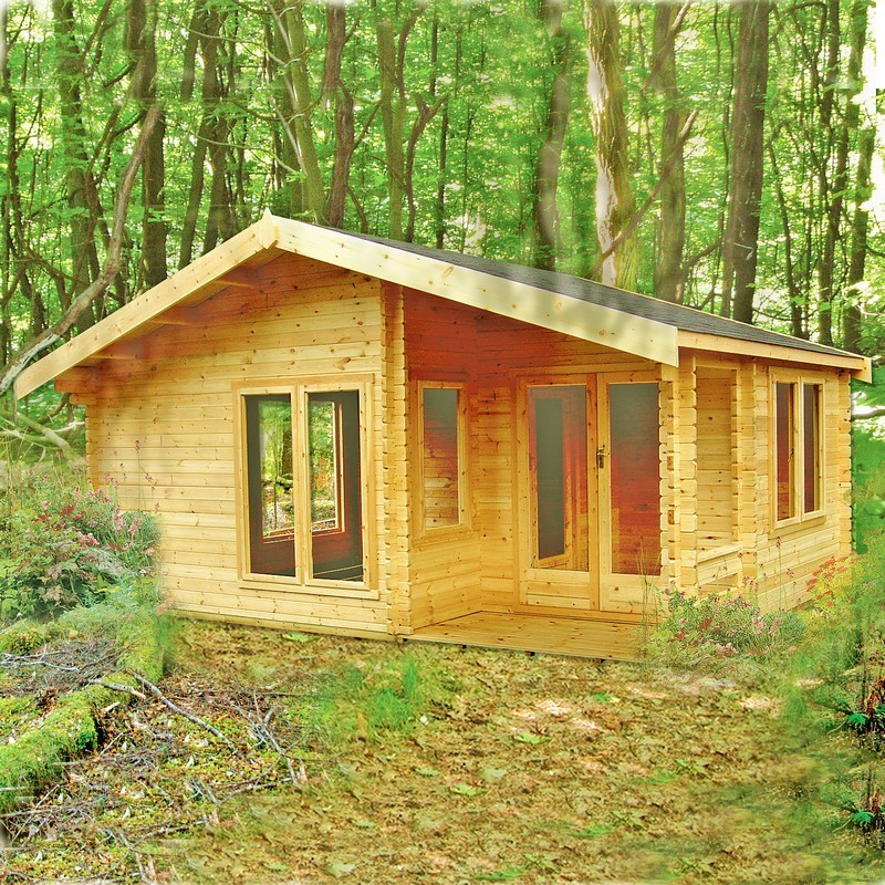 Shire New Forest 19' 7" x 12' 9" Apex Log Cabin - Premium 44mm Cladding Tongue & Groove