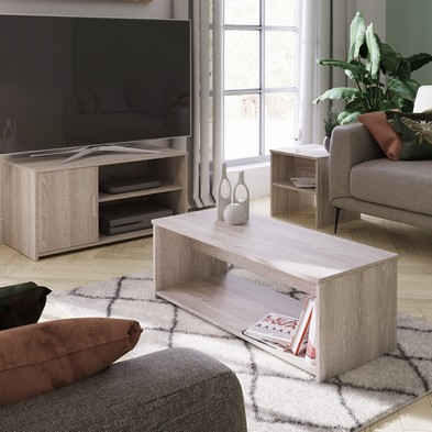 Newlyn 3 Piece Living Room Furniture Set Light Grey Table
