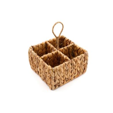 Product photograph of Square Raffia Weaved Cutlery Holder from QD stores