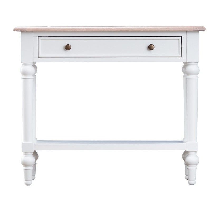 Painted Console Table Oak & White 1 Shelf 1 Drawer