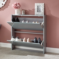 See more information about the Narrow Shoe Cabinets High Gloss 2 Door Shoe Cabinet Grey