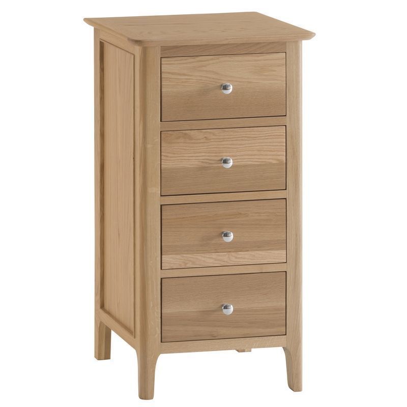 Bayview Oak Narrow Chest Of 4 Drawers