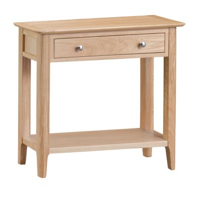 Product photograph of Bayview Console Table Oak 1 Shelf 1 Drawer from QD stores