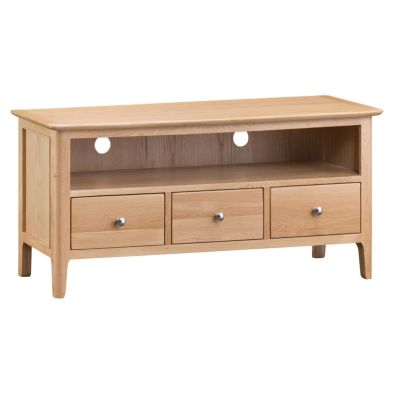See more information about the Bayview TV Unit Oak 1 Shelf 3 Drawer Large
