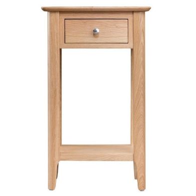 Product photograph of Bayview Telephone Table Oak 1 Shelf 1 Drawer from QD stores