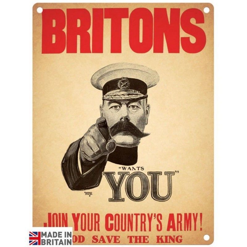 Vintage Britons Join Your Country's Army Sign Metal Wall Mounted - 45cm