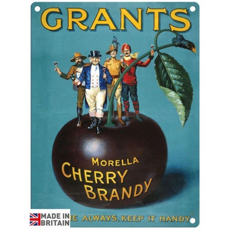 Vintage Grants Cherry Brandy Sign Metal Wall Mounted - 45cm