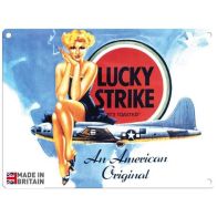 See more information about the Vintage Lucky Strike Cigarettes Sign Metal Wall Mounted - 45cm