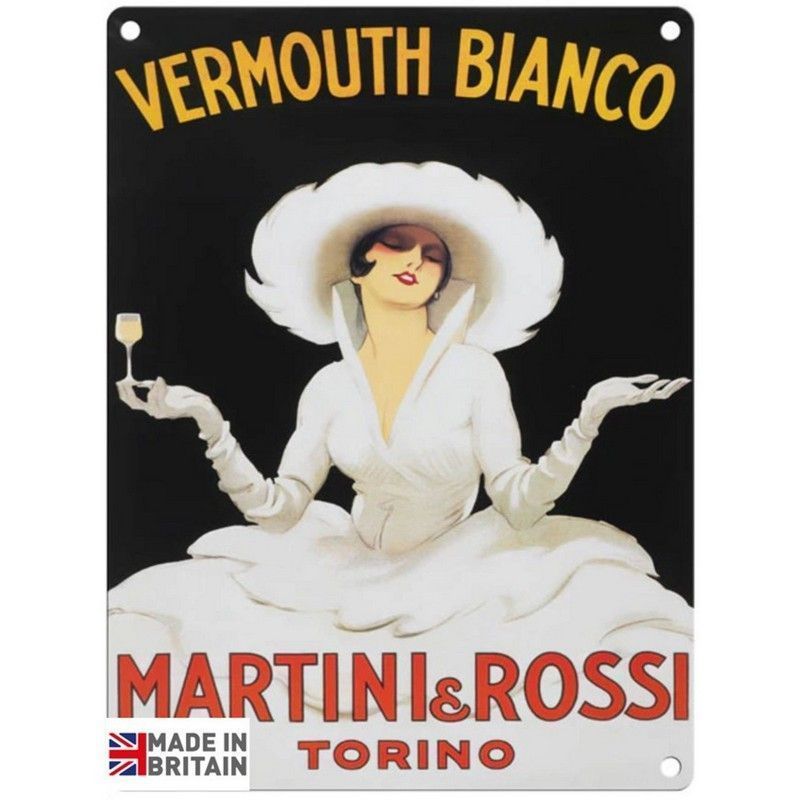 Vintage Vermouth Bianco Martini Data Sign Metal Wall Mounted - 45cm