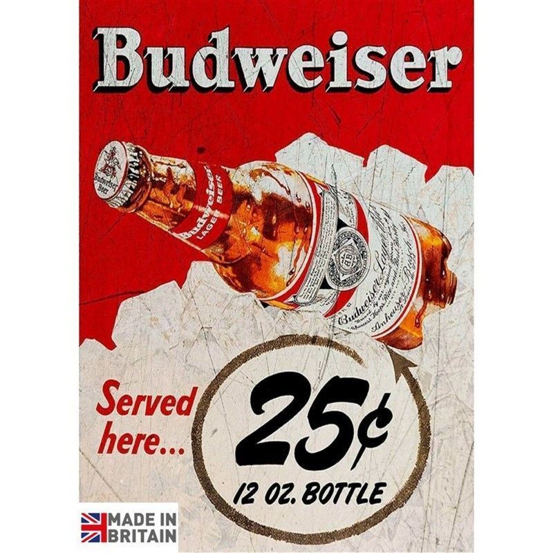 Budweiser Beer Sign Metal Wall Mounted - 45cm