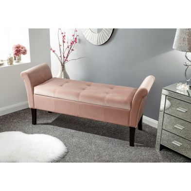 Product photograph of Osborne Bench Wood Fabric Pink from QD stores