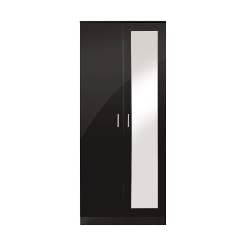 Ottawa Tall Wardrobe Black 2 Doors 1 Shelf