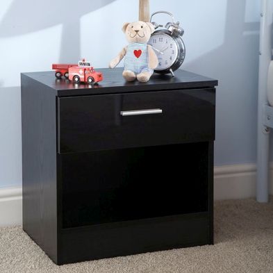 See more information about the Ottawa Bedside Table Black 1 Shelf 1 Drawer