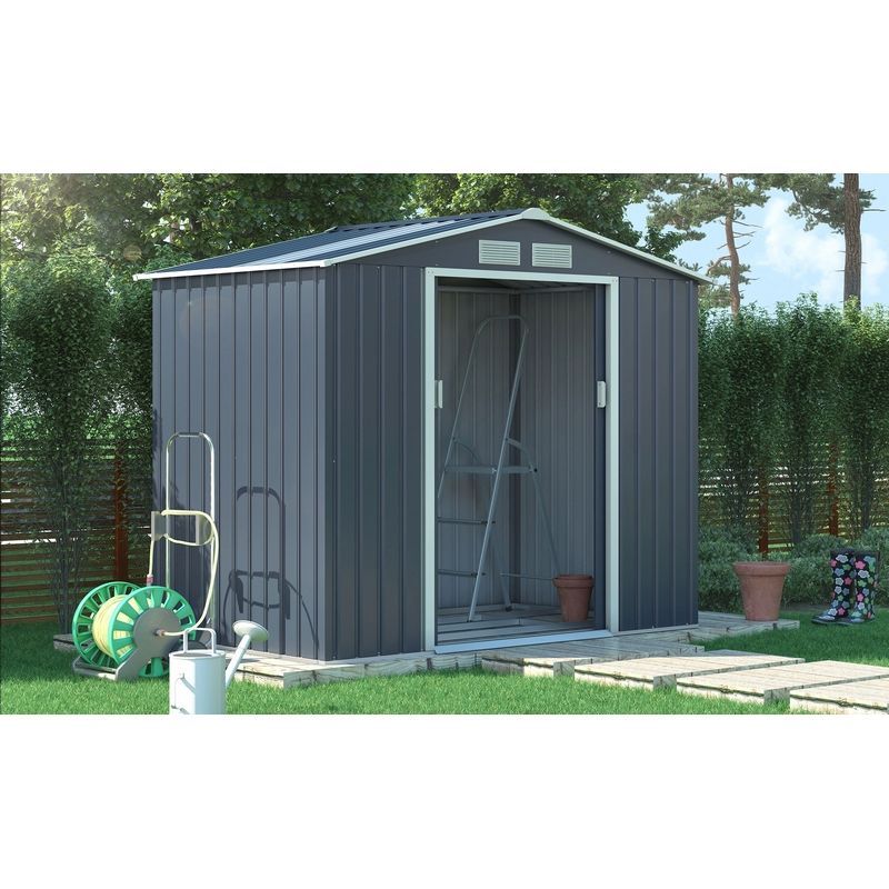 Classic Oxford Garden Metal Shed by Royalcraft - Grey 2.1 x 1.3M