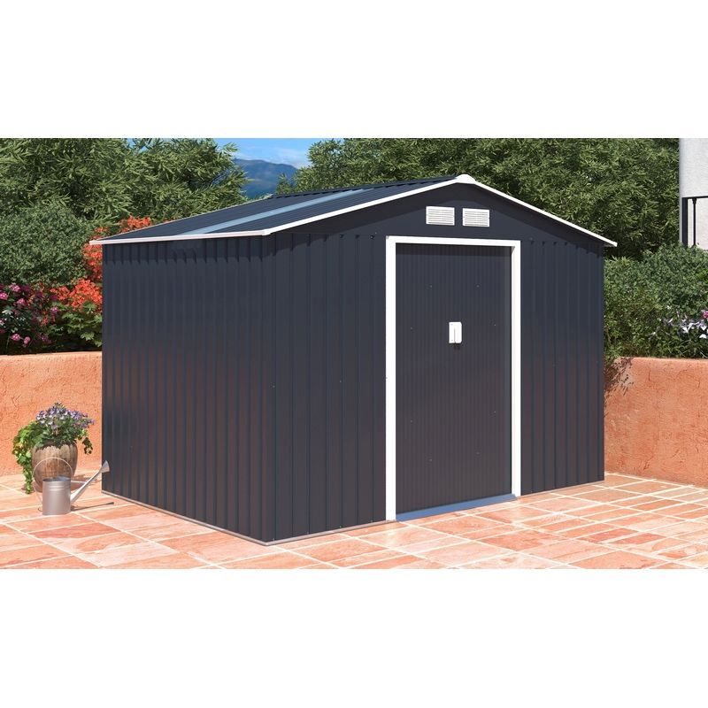 Classic Oxford Garden Metal Shed by Royalcraft - Grey 2.8 x 1.9M
