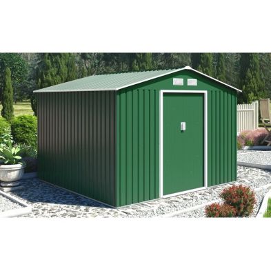 Product photograph of Premium Oxford Garden Metal Shed By Royalcraft - Green 2 8 X 2 6m from QD stores