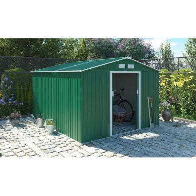 Product photograph of Premium Oxford Garden Metal Shed By Royalcraft - Green 2 8 X 3 2m from QD stores