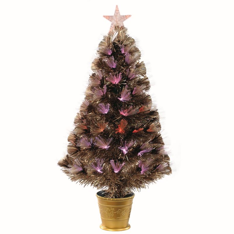 Rose Gold Holographic Fibre Optic Christmas Tree 90cm 2 Foot 11 Inch