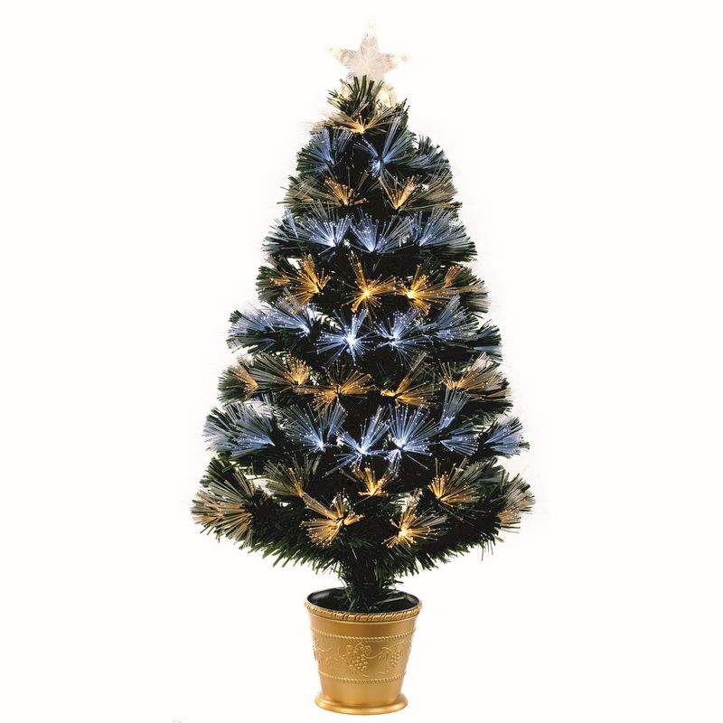 Dark Green LED Fibre Optic Christmas Tree 90cm 2 Foot 11 Inches