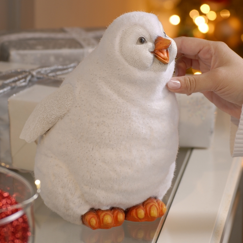 Penguin Soft Toy Christmas Decoration White - 23cm