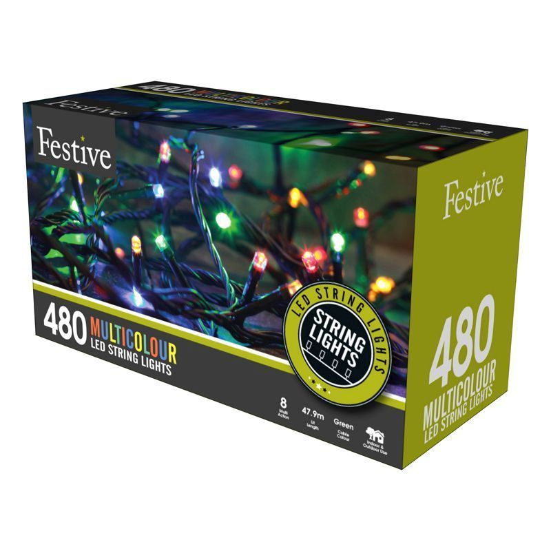 Christmas Tree Fairy Lights Multifunction Multicolour Outdoor 480 LED - 47.9m 