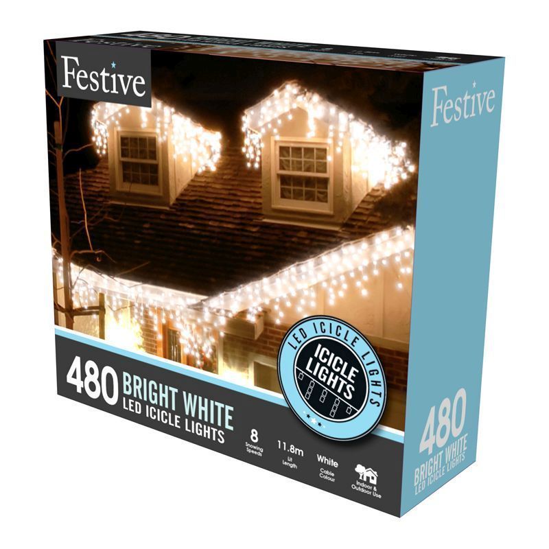 480 LED White 11.8m Snowing Icicle Christmas Tree Outdoor Lights