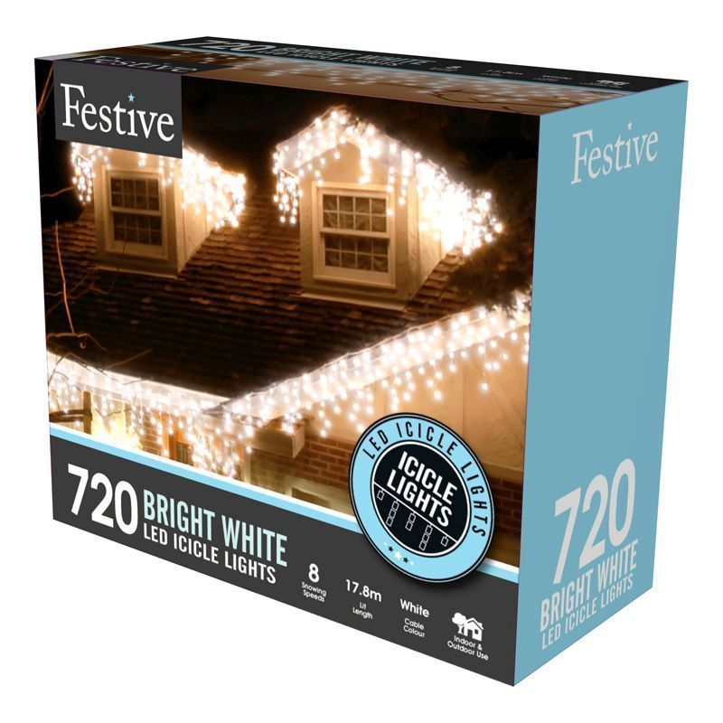 720 LED White 17.8m Snowing Icicle Christmas Tree Outdoor Lights