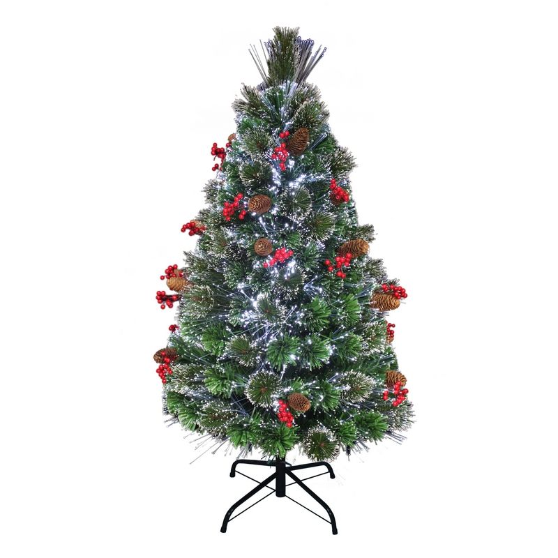 3ft Berries & Cones Christmas Tree Artificial - Fibre Optic White 79 Tips 