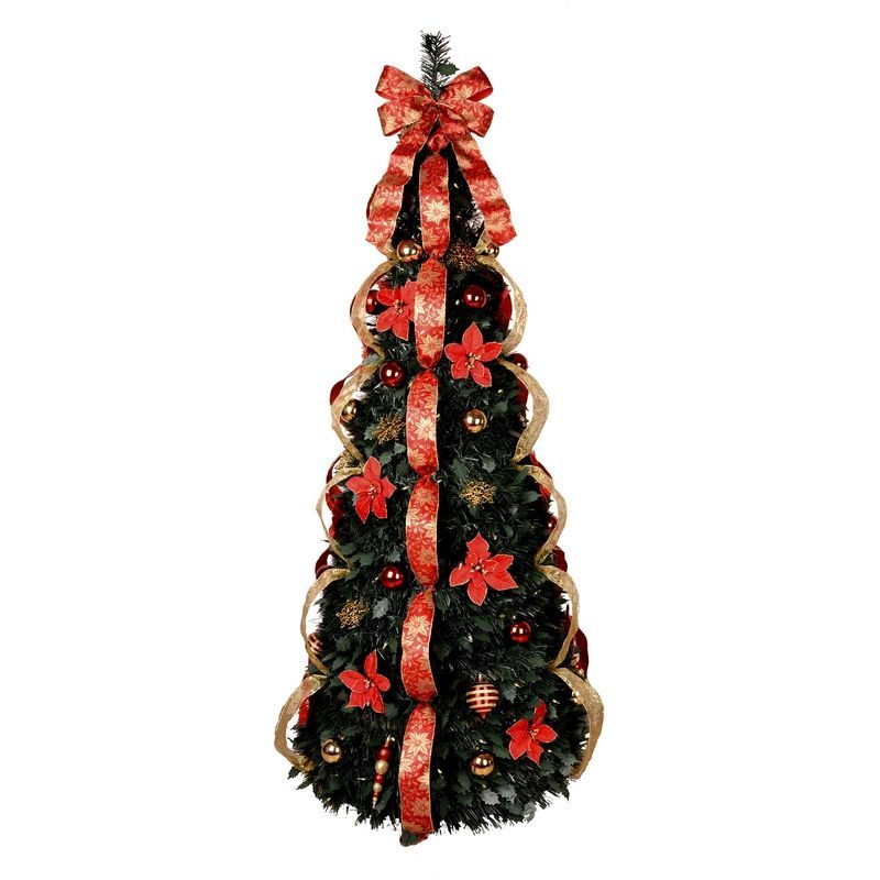 Festive 150cm (5 Foot) Prelit Decorated Grande Ribbon Christmas Tree