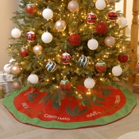 See more information about the 136cm Christmas Tree Skirt Fabric Green & Red Jolly Holly