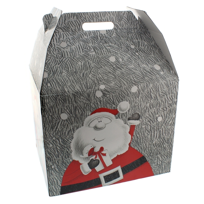 Christmas Santa Storage Box Grey & Red - 20cm